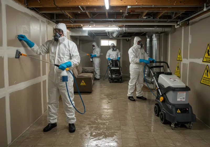 Basement Moisture Removal and Structural Drying process in Naples, TX